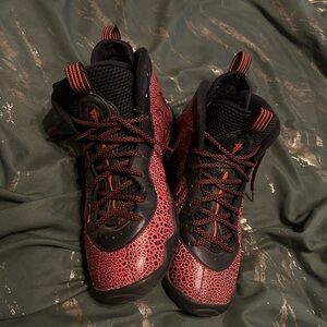 Red and Black High-Top Sneakers